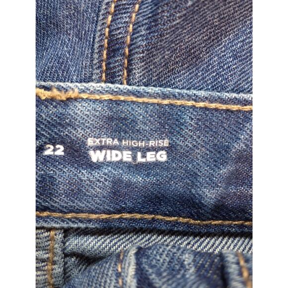 Old Navy Jeans Womens 22 Blue Denim Extra High Rise Wide Leg 100% Cotton‎ New - Picture 6 of 8